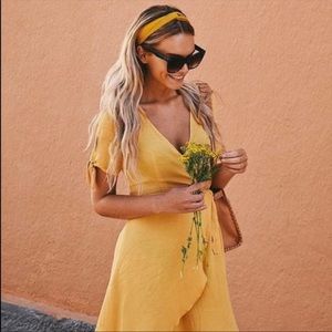 Lulus golden mini wrap dress